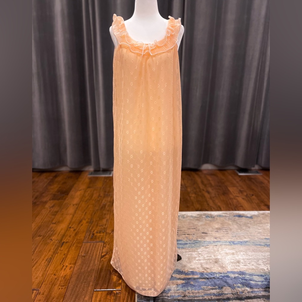 Vintage chiffon and nylon full length nightie nightgown lingerie
